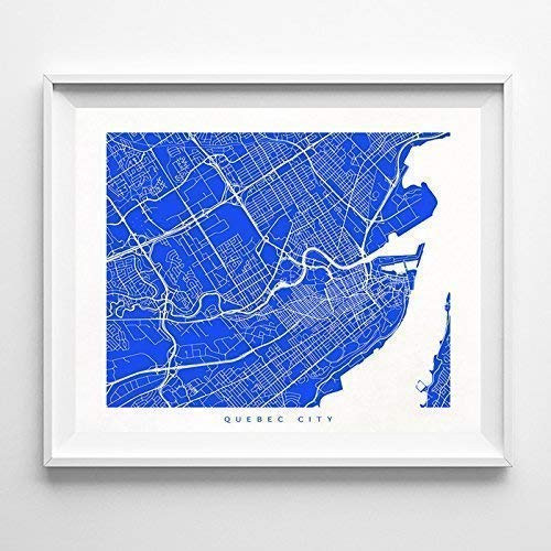 Quebec City Canada Street Road Map Home Decor Poster Urban City Hometown Wall Art Print - 70 Color Options - Unframed