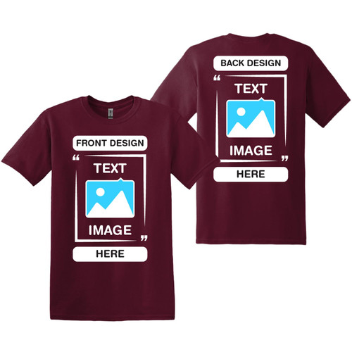 Custom T-Shirts - Personalized Unisex Crewneck Tee Shirt, Maroon - Customize Your Image, Text & Photo - Men Women Adult - Large