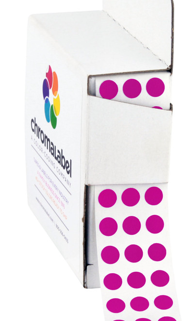 0.25 inch Round Label Permanent Color Code Dot Stickers, 250 Labels per Dispenser Box, Fluorescent Purple