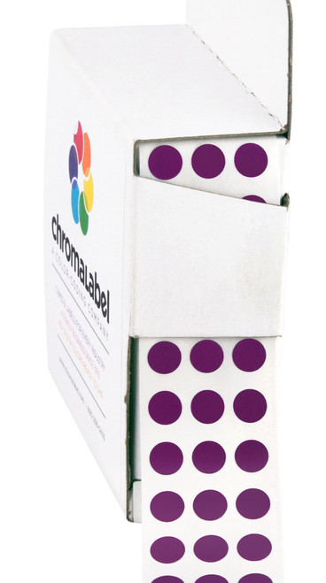 0.25 Inch Round Label Permanent Color Code Dot Stickers, 250 Labels per Dispenser Box, Purple