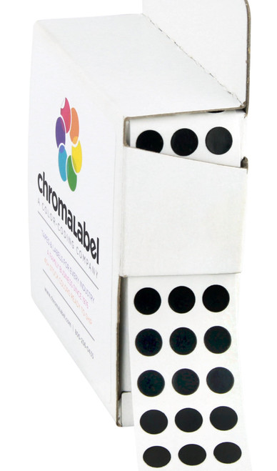 0.25 inch Round Label Permanent Color Code Dot Stickers, 250 Labels per Dispenser Box, Black