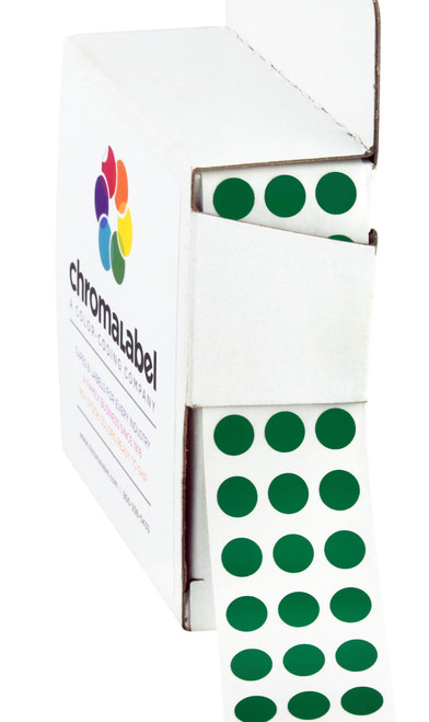 0.25 Inch Round Label Permanent Color Code Dot Stickers, 250 Labels per Dispenser Box, Forest Green