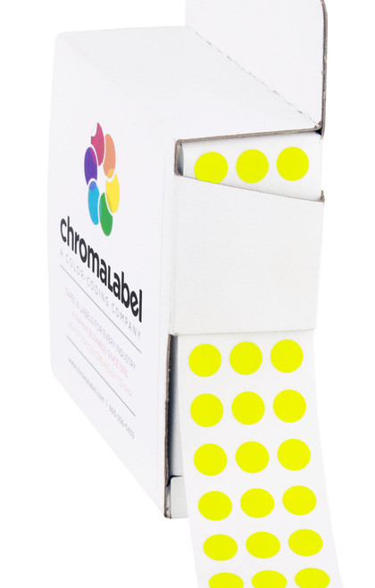 0.25 inch Round Label Permanent Color Code Dot Stickers, 250 Labels per Dispenser Box, Fluorescent Yellow