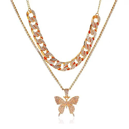 VESOCO Gorgeous Butterfly Choker Necklace Layered Tennis Chain Crystal Iced Out Butterflies Necklaces Sparkly Butterfly Chain Jewelry for Women (gold style 4) VESOCO Gorgeous Butterfly Choker Necklace Layered Tennis Chain Crystal Iced Out Butterflies Necklaces Sparkly Butterfly Chain Jewelry for Women (gold style 4)