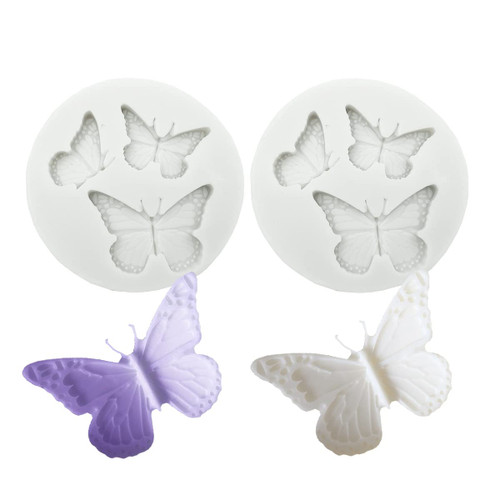 Butterfly Silicone Molds, 2pcs Mini Butterfly Fondant Cake Baking Mold for Chocolate Candy Cupcake Cake Topper Decoration Desserts Polymer Clay DIY Sugar Crafts