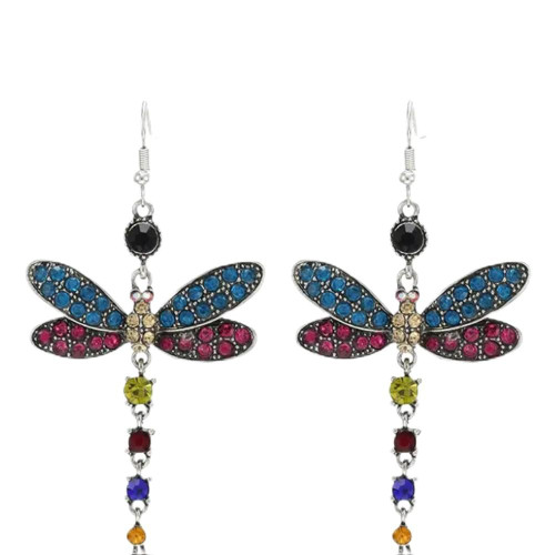 Dragonfly Earrings for Women Silver Dragonfly Dangle Earrings Rhinestone Dragonfly Drop Earring Leverback Animal Earrings Dragonfly Jewelry Mothers Day Gifts