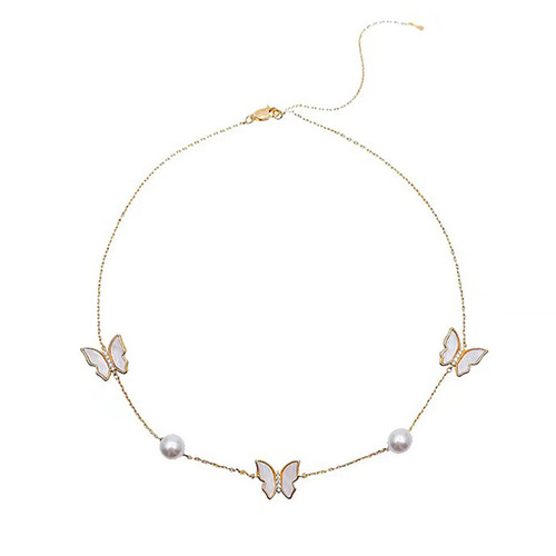 Gold Butterfly Choker Necklaces for Women Girls Dainty Butterfly Chain Necklace Faux Pearl Choker Necklace Butterfly Pendant Necklace Jewelry (Gold) Gold Butterfly Choker Necklaces for Women Girls Dainty Butterfly Chain Necklace Faux Pearl Choker Necklace Butterfly Pendant Necklace Jewelry (Gold)