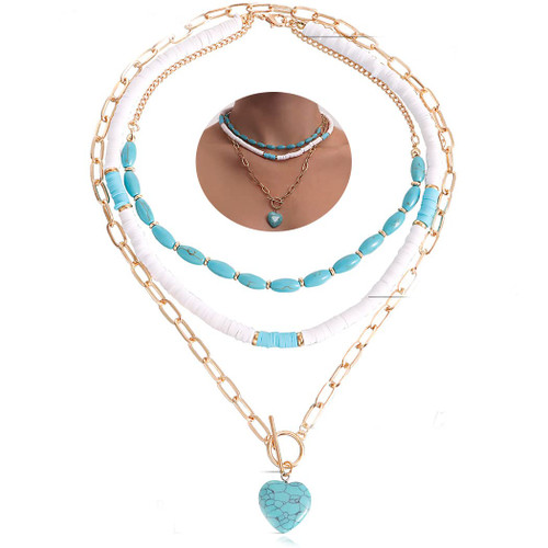 Boho Necklace Heart Choker Necklaces Turquoise Layered Necklaces Surfer Choker Puka Shell Necklace Summer Beach Necklaces Jewelry for Women and Girls Boho Necklace Heart Choker Necklaces Turquoise Layered Necklaces Surfer Choker Puka Shell Necklace Summer Beach Necklaces Jewelry for Women and Girls