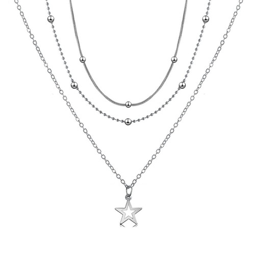 Boho Choker Necklaces Star Layered Necklace Silver Necklace Chain Jewelry for Women and Teen Girls Boho Choker Necklaces Star Layered Necklace Silver Necklace Chain Jewelry for Women and Teen Girls