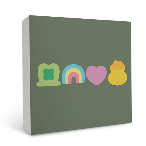 Patrick's Day Wooden Sign - St Patricks Day Wooden Box Sign 5x5 For Home Decor, Shamrock Rainbow Honey Wooden Box Sign, Patrick's Day Desk Decor, St Patricks Day Table Decor