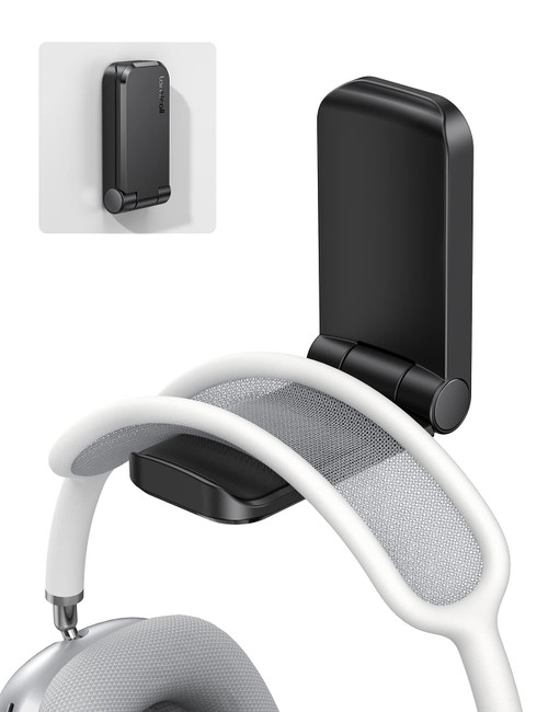 Headphone Stand, Sticky Headset Hanger - Adhesive Headphone Holder Hook Mount, Headset Stand Holder Clip Under Desk, Earphone Clamp for Airpods Max, HyperX, Sennheiser, Black