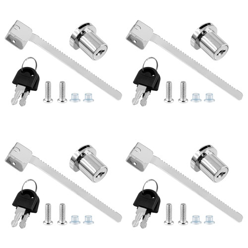 4 Pcs Sliding Glass Door Ratchet Lock, Keyed Alike Showcase Display Lock (Chrome)