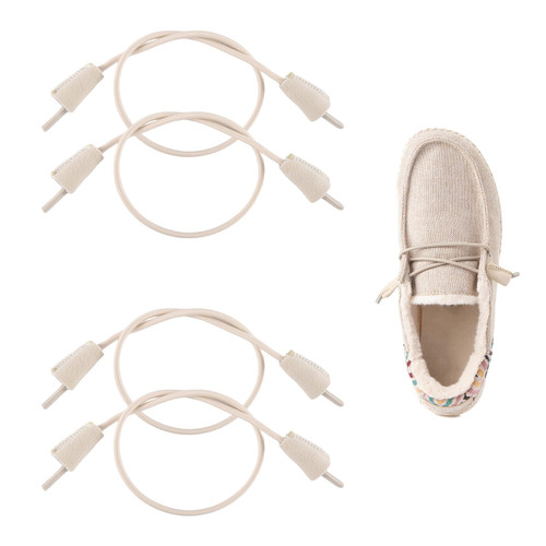 Elastic Shoelaces Strings Replacement Laces for Hey Dude Shoes?No-Tie Laces (Two Pairs (Beige, 20In)