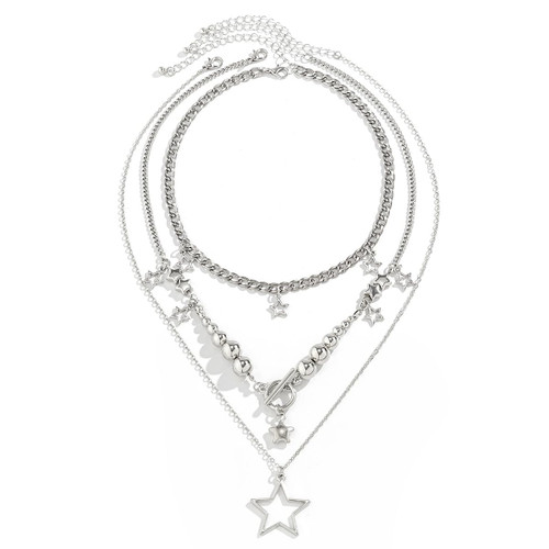 Y2k Star Necklace Star Grunge Punk Aesthetic Layered Necklace Boho Beaded Choker Necklaces Statement Silver Necklace Chain Jewelry for Women Teen Girls Christmas New Year Jewelry Gift Y2k Star Necklace Star Grunge Punk Aesthetic Layered Necklace Boho Beaded Choker Necklaces Statement Silver Necklace Chain Jewelry for Women Teen Girls Christmas New Year Jewelry Gift