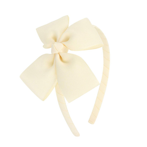 MEEDEE Fashion Beige Bow Headband Bowknot Headband Big Bow Grosgrain Ribbon Hair Hoop Headband for Girls Toddlers Girls Kids Party Decoration Cosplay Costume Headwear Makeup Handmade Hair Band