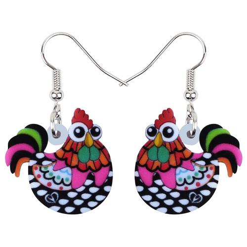 Acrylic Cute Hen Rooster Chicken Farm Animal Earrings for Women Girls Hypoallergenic Dangle Hook Earrings Jewelry Gifts for Chicken Lovers Party Decorations (Cloud)