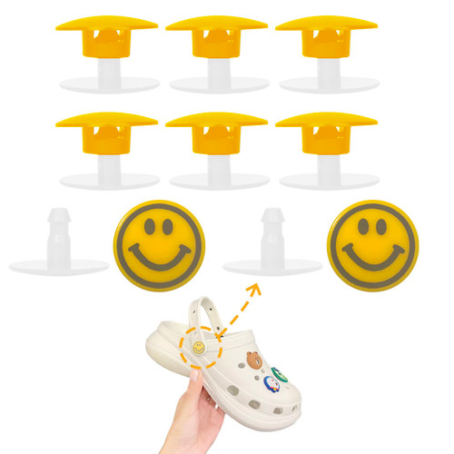 8 Sets Replacement Rivets for Croc, Replacement Parts for Croc, Accessories Help You Repair Instead Replace a New Pair of Croc, Rivets for Croc Strap Replacement, Yellow Smile
