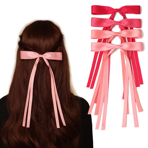 Hair Bows for Women, Pink Hair Bow with Long Tail, Pink Ribbon for Hair, Tassel Bow Hair Clips for Girls, Ribbon Hair Clips with Bow, Pink Bow for Hair, Pink Hair Accessories for Girls 4pcs Hair Bows for Women, Pink Hair Bow with Long Tail, Pink Ribbon for Hair, Tassel Bow Hair Clips for Girls, Ribbon Hair Clips with Bow, Pink Bow for Hair, Pink Hair Accessories for Girls 4pcs
