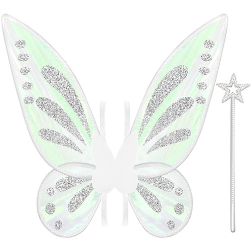 Fairy Wings,Butterfly Wings for Girls Women,Sparkle Angel Wings Halloween Costume Dress Up Party Favor (White)