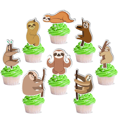 50 Pcs Sloth Cupcake Toppers Sloth Theme Party Stickers (2 In 1) Sloth Cake Decoration for Kids Boy Girl Happy Birthday Baby Shower Wedding Party Supplies 50 Pcs Sloth Cupcake Toppers Sloth Theme Party Stickers (2 In 1) Sloth Cake Decoration for Kids Boy Girl Happy Birthday Baby Shower Wedding Party Supplies