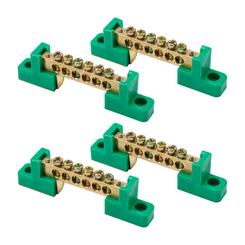 4Pcs Terminal Block Connector Bar Terminal Bus Bar 6 Positions Terminal Block Brass Wire Screw Terminal Grounding Strip Bus Bar Block?Green