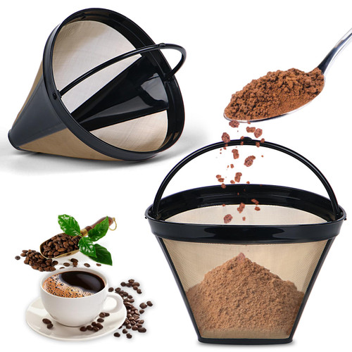 2Pc Coffee Filters,Used for Replacing the Ninja Coffee Bar Brewer, Coffee Filter #4,Permanently Reusable Conical Basket Coffee Filter
