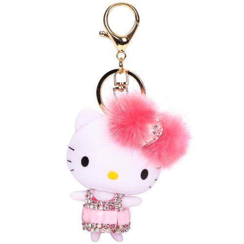 Cute Keychains for Women Girls-Kawaii Pink Cat Key Chains Accessories Keychain for Purse Handbag Backpack Bling Charms Gifts