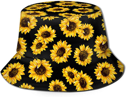 Sunflower Bucket Hat- Flower Bucket hat Cool Printed Sunflower Hat for Women Cute Sun Hat Beach Accessories Sunflowers