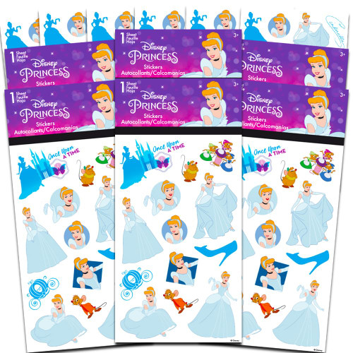 Disney Princess Cinderella Stickers Party Supplies Pack - 150 Cinderella Stickers (6 Party Favor Packs)