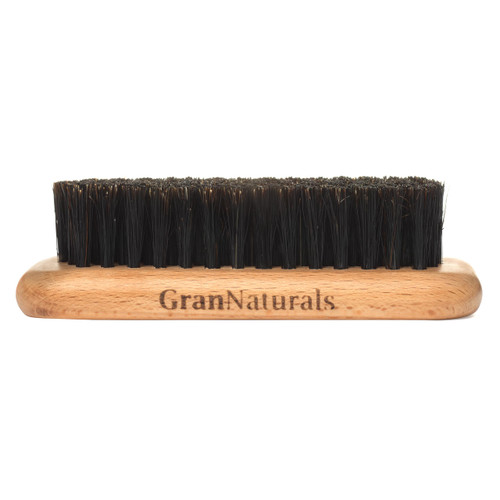 Palm Size Wide Boar Bristle Teasing Brush & Smoothing Brush for Slick Back Hair, Edge Control, Backcombing to Create Sleek Hairstyle - Wooden Wide Portable Handle