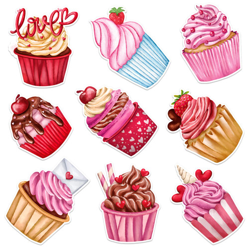 Valentines Stickers for Kids 216pcs Cupcake Valentines Day Stickers for Kids School Classroom Rewards Party Favors Decorations Scrapbooking Supplies