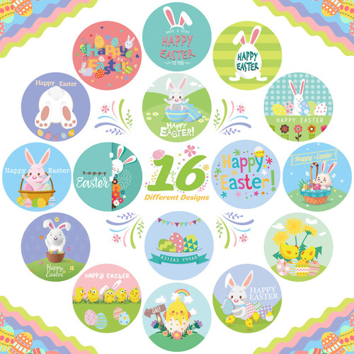 1000 Pieces Easter Stickers Roll Happy Easter Label Sticker Round 1 Inch Bunny Chicken Egg Envelope Sticker Seal Tag for Scrapbooking, Card, Easter, Spring Party Decoration 1000 Pieces Easter Stickers Roll Happy Easter Label Sticker Round 1 Inch Bunny Chicken Egg Envelope Sticker Seal Tag for Scrapbooking, Card, Easter, Spring Party Decoration