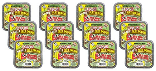 C&S Products 12 Pack of Woodpecker Delight No Melt Suet Dough, 11.75 Ounces each, for Year Round Wild Bird Feeding