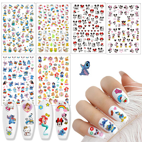 6 Sheets Cartoon Nail Art Stickers 3D Self Adhesive Cartoon Designer Nail Stickers Cute Mouse Cartoon Nail Decals for Women Girls Kawaii Anime Nail Art Supplies Nail Decoration DIY Manicure Tips