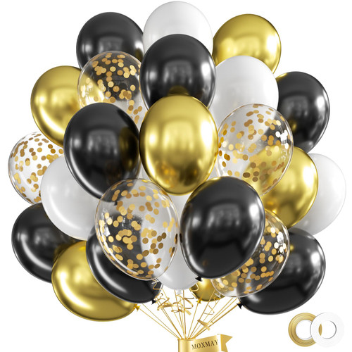 Gold Balloons Black White Gold Confetti Balloons, 62Pcs 12Inch Gold Chrome Metallic Balloons Black Balloons White Balloons Gold Confetti for Graduation Birthday Wedding Party Gold Balloons Black White Gold Confetti Balloons, 62Pcs 12Inch Gold Chrome Metallic Balloons Black Balloons White Balloons Gold Confetti for Graduation Birthday Wedding Party