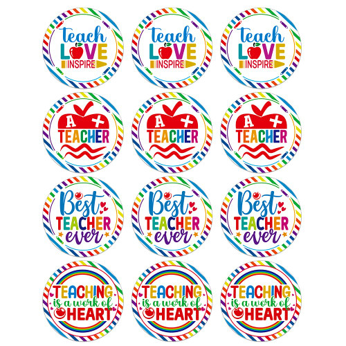 36Pcs Thank You Teacher Sticker Labels 1.5" Colorful Teacher Appreciation Gift Tags Stickers Labels Thank You Teacher Round Stickers for Gift Wrap Box Cards Envelope Seals Party Favors Supplies