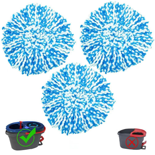 3 Pack Spin Mop Replace Head for Ocedar RinseClean 2 Tank Mop System,Mop Head Refill Replacement for Ocedar RinseClean 2 Tank System - Easy Replace,100% Microfiber (3Pack -Blue)