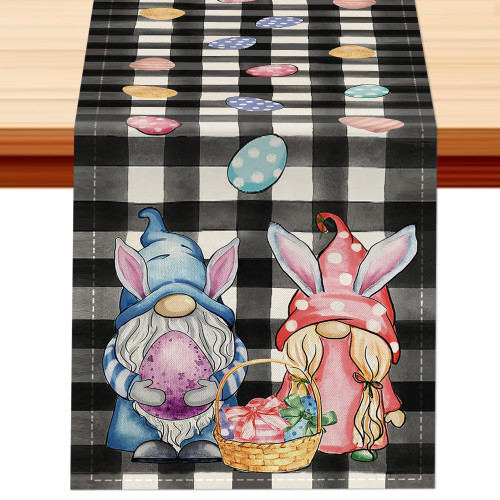 Easter Buffalo Plaid Flower Gnome Egg Table Runner 13x72 Inch - Spring Summer Seasonal Holiday Kitchen Dining Table Decoration for Indoor Outdoor Home Party Decor Easter Buffalo Plaid Flower Gnome Egg Table Runner 13x72 Inch - Spring Summer Seasonal Holiday Kitchen Dining Table Decoration for Indoor Outdoor Home Party Decor