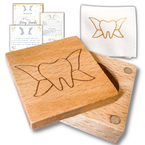 Tooth Fairy Box & Tooth Pouch Holder | Tooth Keepsake Box for Girls or Boys & Tooth Fairy Bag | Baby Teeth Holder for First Tooth Keepsake | Perfect Tooth Fairy Gifts for Kids