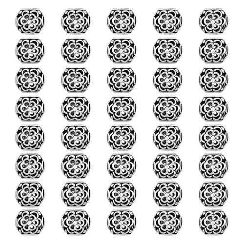 40Pcs Metal Spacer Beads,Silver Beads for Jewelry Making Necklace Large Hole Paracord Beads Bracelets Spacers Stainless Steel Charms Loose Beads