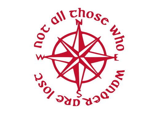 Not All Those Who Wander are Lost Compass Vinyl Sticker Decal (6" x 5.5", Red) Not All Those Who Wander are Lost Compass Vinyl Sticker Decal (6" x 5.5", Red)