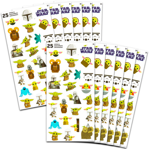 Baby Yoda Party Favors for Boys & Girls Bundle ~ 12 Pack Baby Yoda Sticker Sheets for Kids Birthday Party Goodie Bags | Baby Yoda Party Supplies