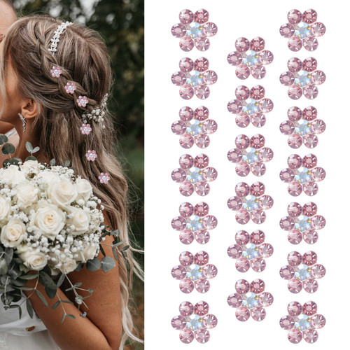 20Pcs Mini Rhinestone Flower Hair Clips Cute Pink Hair Pins Small Decorative Hair Clips Wedding Hair Barrettes Bridal Hair Accessories for Girls Women 20Pcs Mini Rhinestone Flower Hair Clips Cute Pink Hair Pins Small Decorative Hair Clips Wedding Hair Barrettes Bridal Hair Accessories for Girls Women