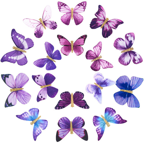 16 PCS Butterfly Hair Clips Small Realistic Colorful Handmade 90s Hair Clips Barrette Hair Accessories for Women and Girls -Purple