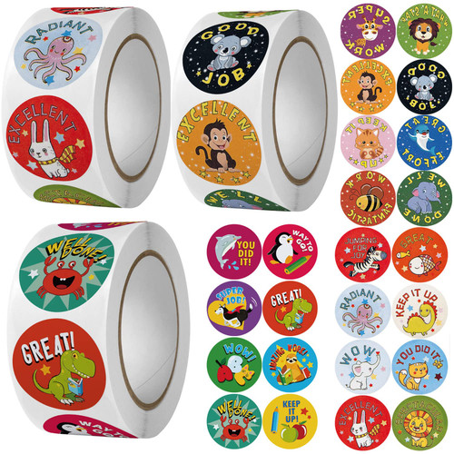 3 Rolls Motivational Stickers for Kids, Reward Stickers for Teachers, 1500 Pieces 1 Inch Animal Cartoon Fun Motivational Stickers Potty Training Stickers for School Classroom Home, 24 Designs 3 Rolls Motivational Stickers for Kids, Reward Stickers for Teachers, 1500 Pieces 1 Inch Animal Cartoon Fun Motivational Stickers Potty Training Stickers for School Classroom Home, 24 Designs