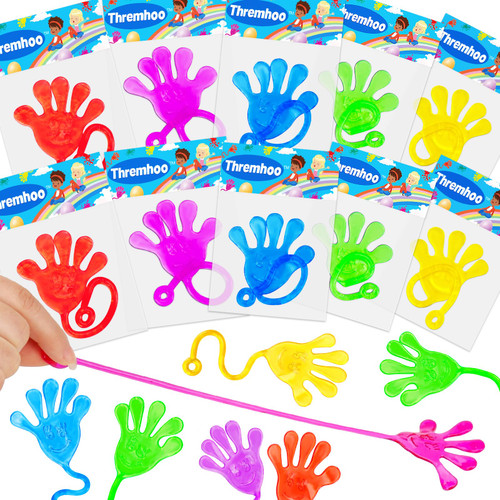 24 pcs Sticky Hands for Kids Party Favors Treat Gift Egg Filler Goodie Bag Stuffer Treasure Box Toy Classroom Carnival Prizes Student Mini Stuff Toy Bulk Pinata Slap Hand Sensory Fidget Stretchy Toy