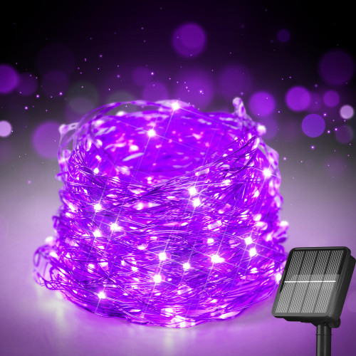 Solar String Lights for Outside, 72Ft 200 LED Solar Fairy Lights with 8 Modes, Solar Powered Fairy Lights Waterproof for Waterproof for Christmas Tree Garden Party Wedding Decor.?Purple?