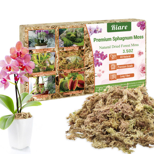 3.5 OZ Premium Sphagnum Moss for Plants- 4QT Natural Long Fiber Sphagnum Peat Moss Dried, Plants Moss Orchid Potting Mix for Orchids Repotting, Carnivorous Succulent Potted Plants and Reptiles 3.5 OZ Premium Sphagnum Moss for Plants- 4QT Natural Long Fiber Sphagnum Peat Moss Dried, Plants Moss Orchid Potting Mix for Orchids Repotting, Carnivorous Succulent Potted Plants and Reptiles