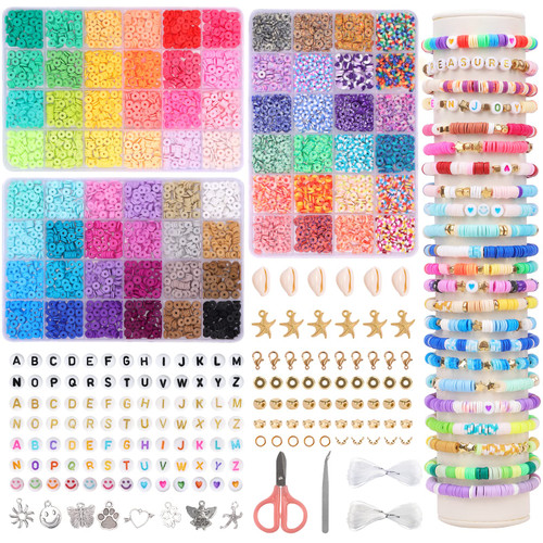 6280pcs 72 Colors Clay Beads for Bracelet Making Kit, Polymer Clay Beads Heishi Beads with Letter Beads Charms for Jewelry Making Crafts 6280pcs 72 Colors Clay Beads for Bracelet Making Kit, Polymer Clay Beads Heishi Beads with Letter Beads Charms for Jewelry Making Crafts