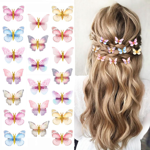 20Pcs Butterfly Hair Clips for Kids Moving Glitter Butterfly Clips Fairy Accessories for Women Butterfly Hair Accessories for Girls Colorful Butterfly Hair Clips 90s